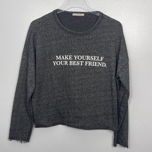 Zara Light Weight Cropped Gray/White Sweatshirt Size Medium